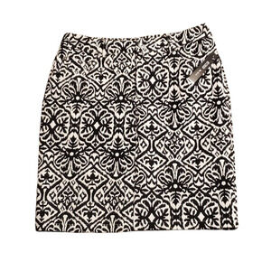 E39 By Eric Pencil Skirt Black White Geometric Pockets Split Women Size 12 NEW